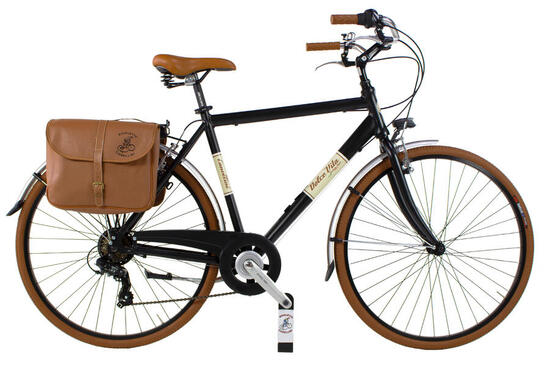 Vélo de ville Dolce Vita by Canellini pour homme avec sacoches - Noir