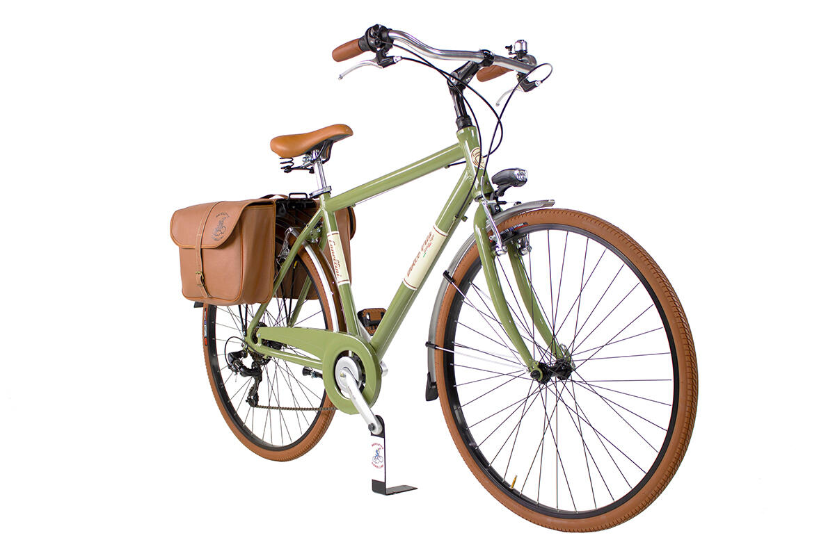 Stadsfiets Dolce Vita by Canellini man met fietstassen - Olijfgroen 2/3