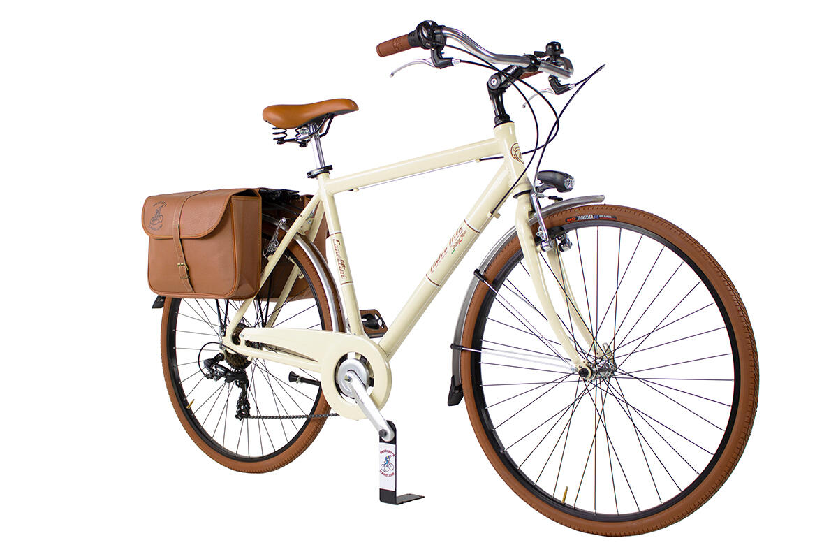 Bicicleta de paseo Dolce Vita by Canellini para hombre con bolsas - Crema 2/3