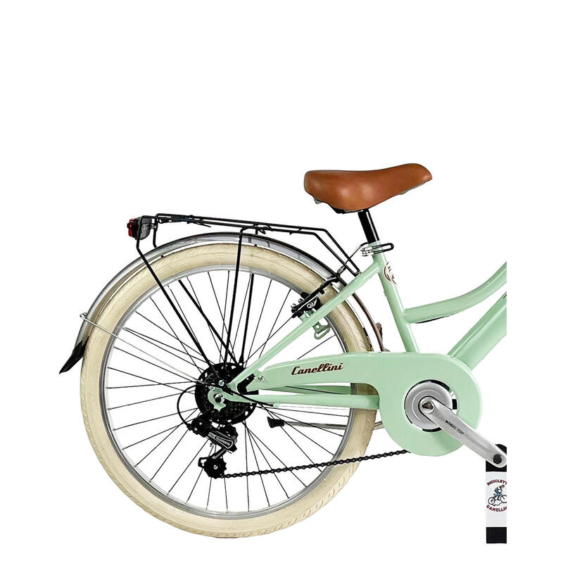 Bicicleta de niña Dolce Vita by Canellini Junior 24" con cesta - Verde Claro