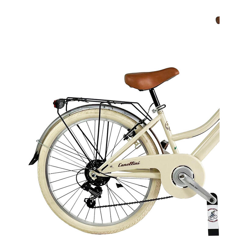 Bicicleta de niña Dolce Vita by Canellini Junior 24" con cesta - Crema