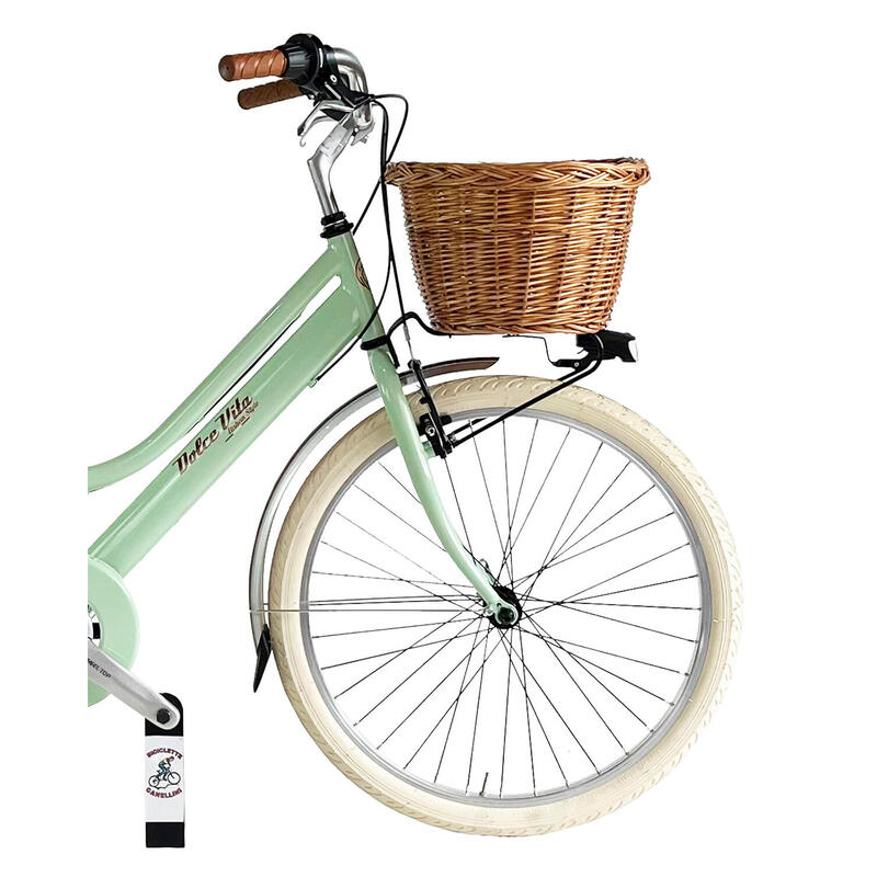 Bicicleta de niña Dolce Vita by Canellini Junior 24" con cesta - Verde Claro