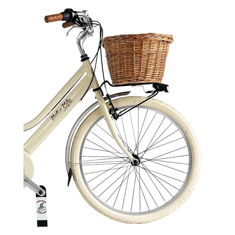 Bicicleta de niña Dolce Vita by Canellini Junior 24" con cesta - Crema