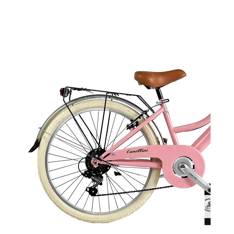 Kinderfiets Dolce Vita by Canellini Junior 24" met mand - Roze