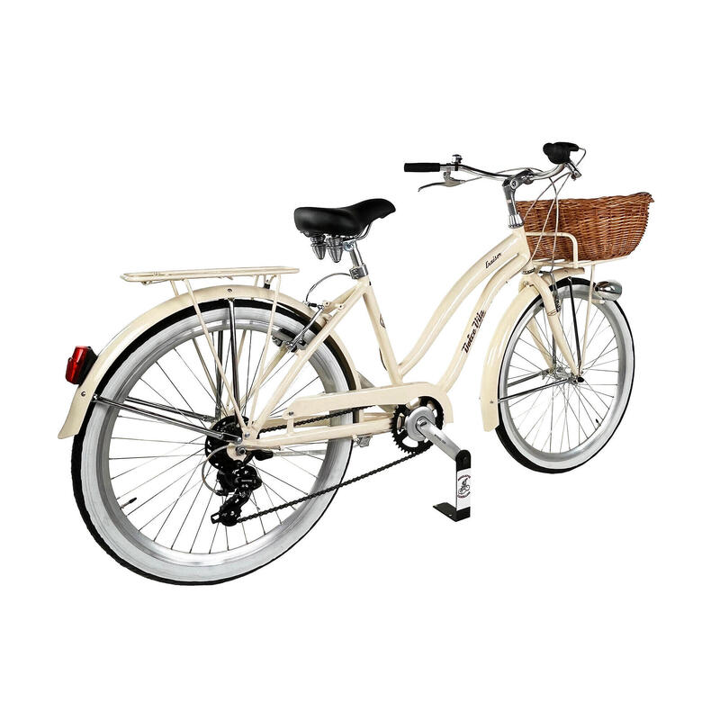 Vélo de ville Cruiser Dolce Vita by Canellini pour femme avec panier - Beige