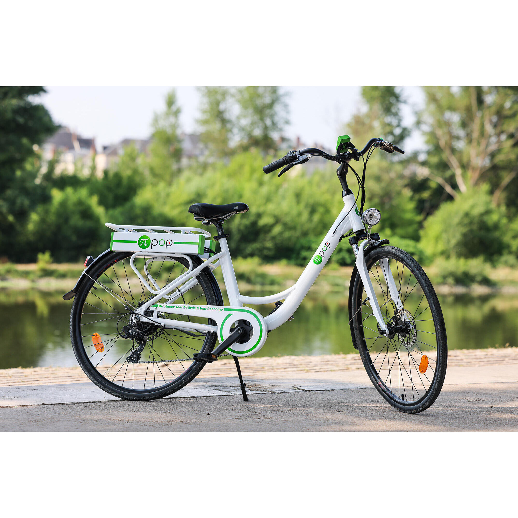 Pi-pop - Velo De Ville Electrique A Assistance Autonome Cadre Bas - Liberté Blanc - Vélo Ville - Blanc|vert - Taille Unique - Decathlon