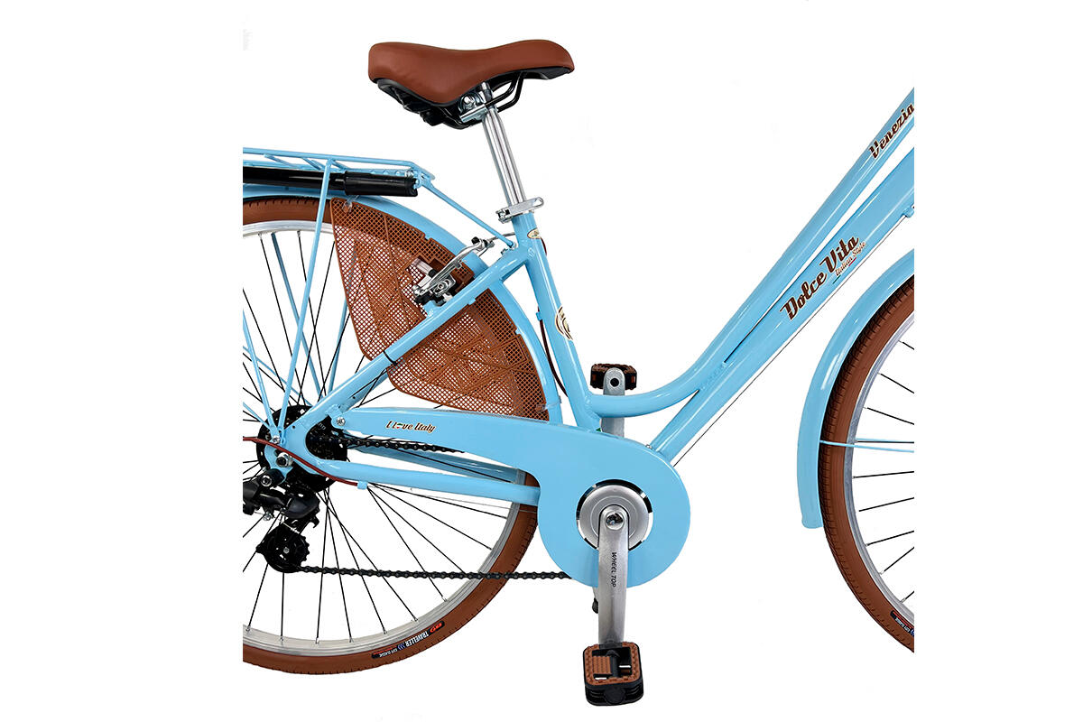 Stadtfahrrad Dolce Vita by Canellini VENEZIA mit Korb - Hellblau 3/5
