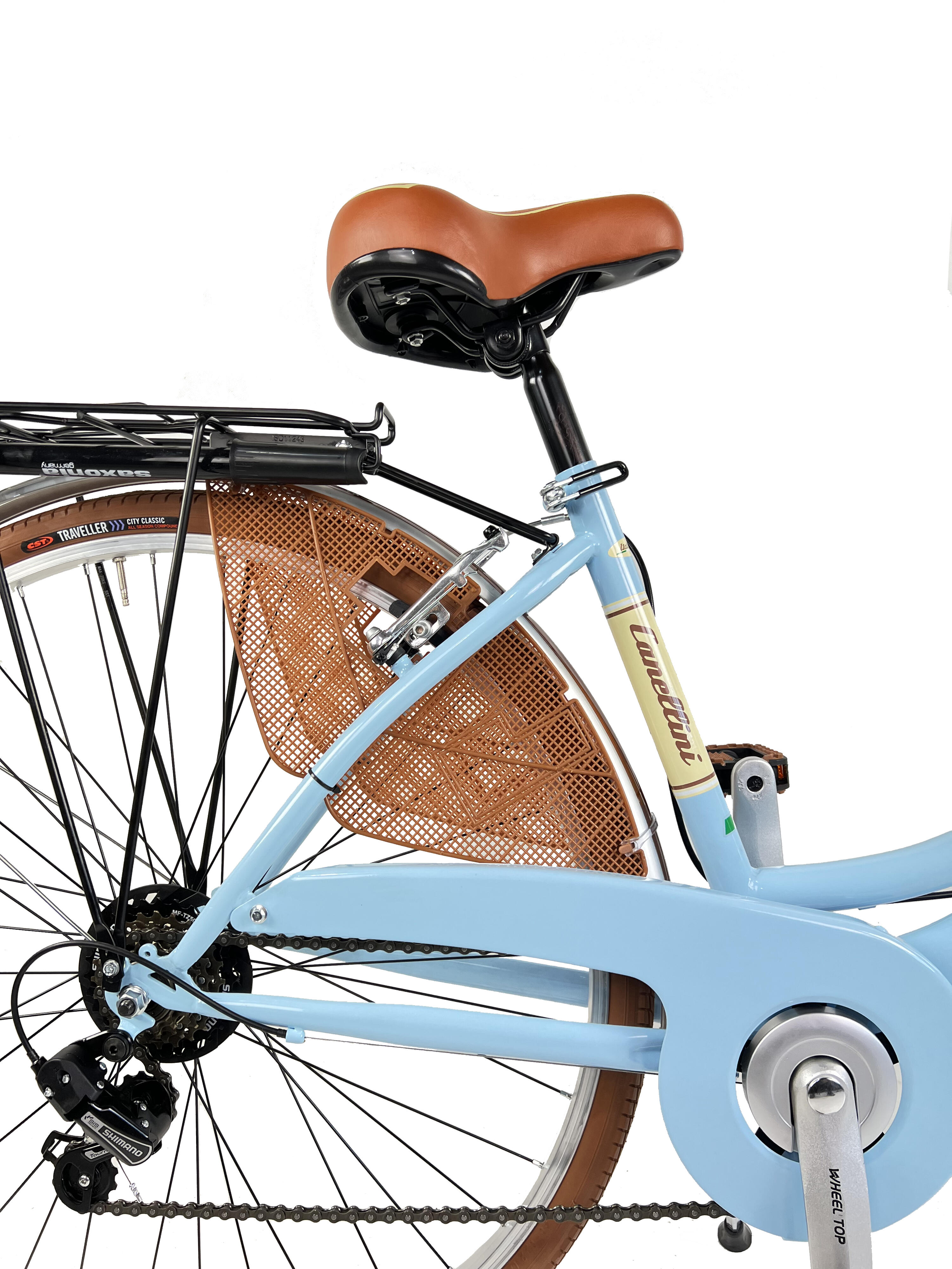 Stadsfiets Dolce Vita by Canellini VENERE 28" met mand - Lichtblauw 3/5