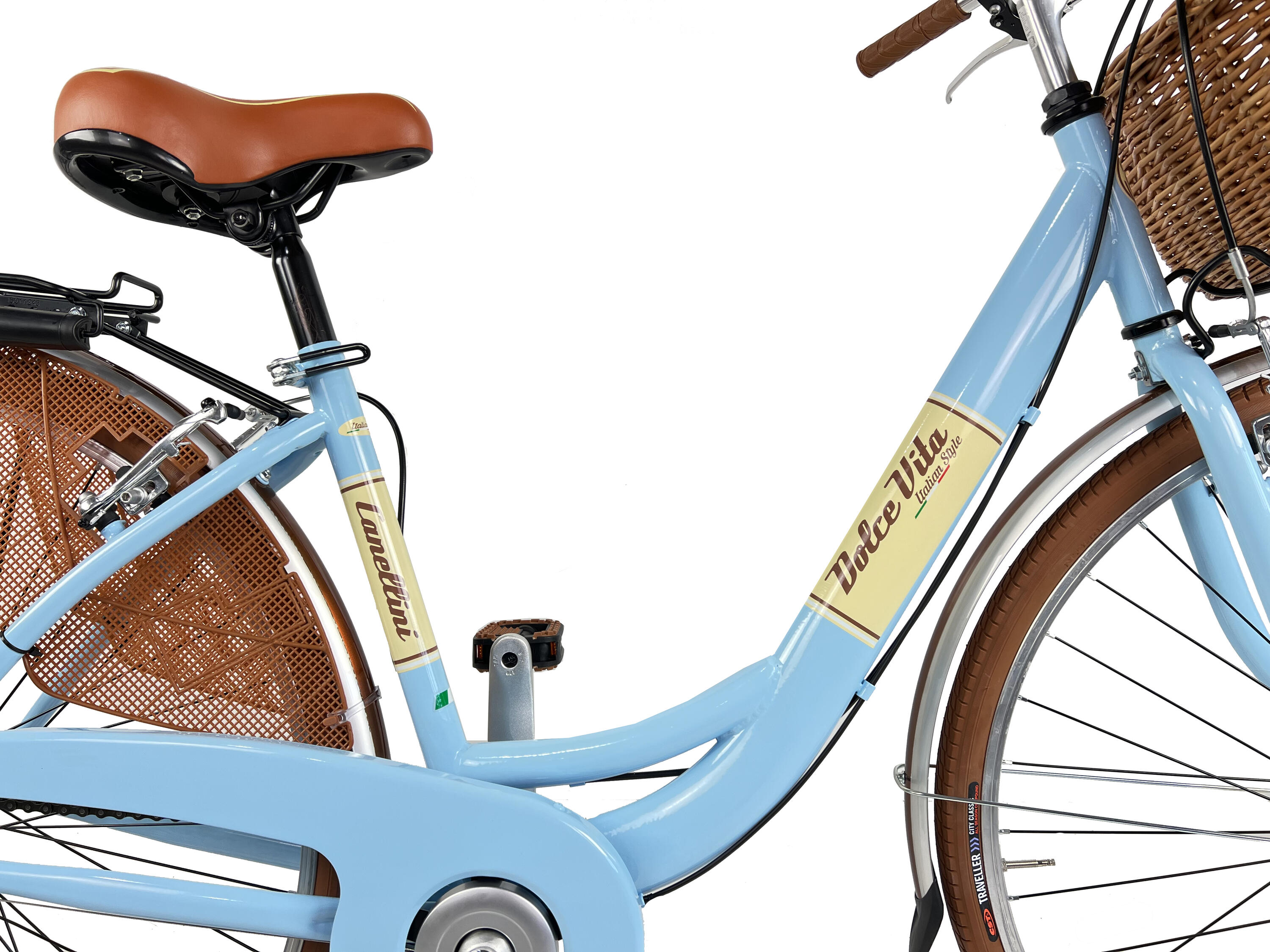 Stadsfiets Dolce Vita by Canellini VENERE 28" met mand - Lichtblauw 2/5