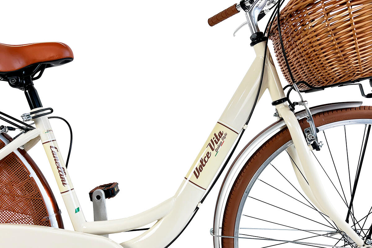 Stadsfiets Dolce Vita by Canellini VENERE 28" met mand - Crème 2/4