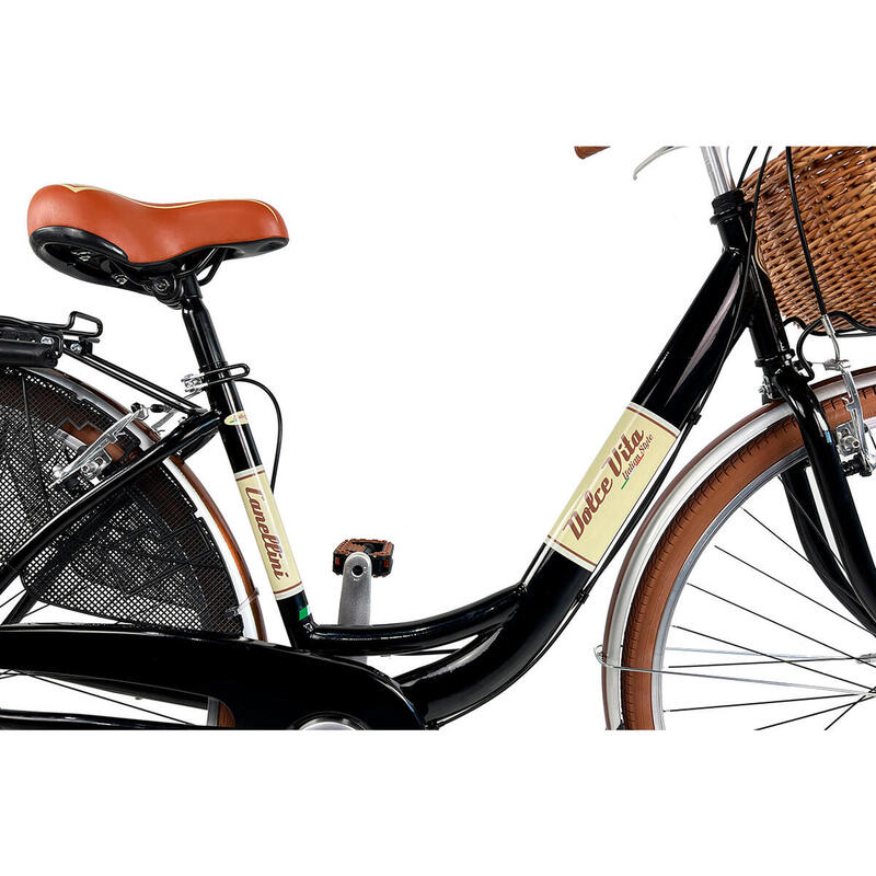 Stadsfiets Dolce Vita by Canellini Venere 28" met mand - Zwart