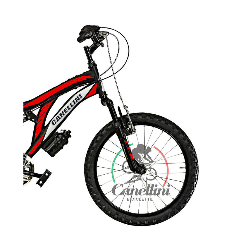 Kinderfiets MTB Canellini Volledige Suspensie Colorado 20" 6V - Zwart/Rood