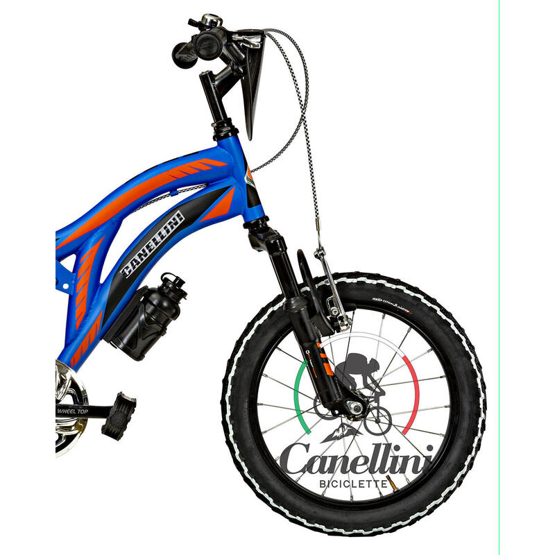 Bicicleta de niño MTB Canellini Suspensión Total Colorado 16" - Azul/Naranja