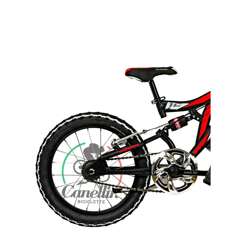 Bicicletta da bambino MTB Canellini Full Suspension Colorado 16" - Nero/Rosso