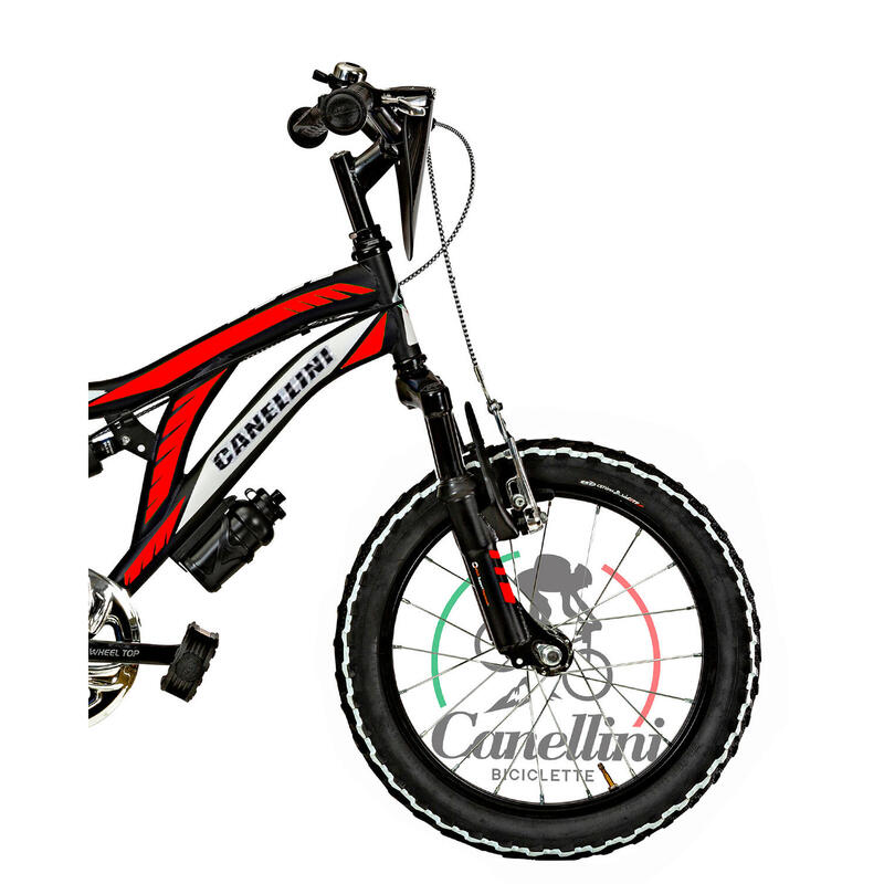 Bicicletta da bambino MTB Canellini Full Suspension Colorado 16" - Nero/Rosso