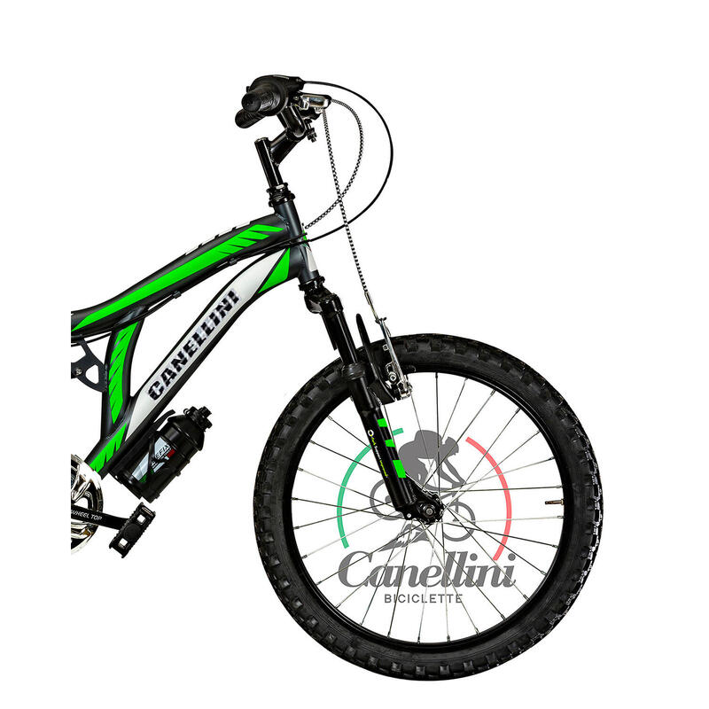 Bicicleta de niño Canellini Suspensión Total Colorado 20" 6V - Titanio/Verde