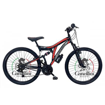 Rower Dziecięcy MTB Canellini COLORADO 26" z pełnym zawieszeniem - Czarny/Czw.