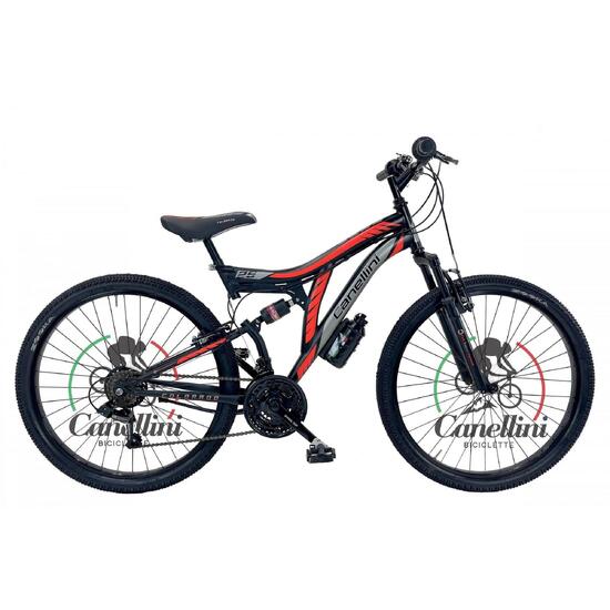 Rower Dziecięcy MTB Canellini COLORADO 26" z pełnym zawieszeniem - Czarny/Czw.
