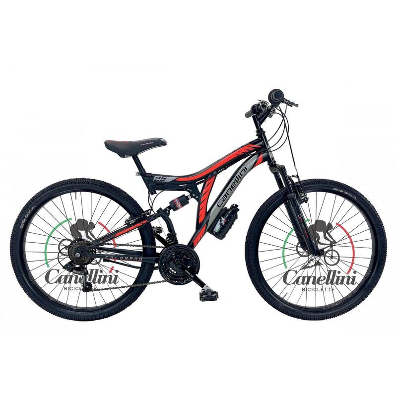 Kinderfiets MTB Canellini Volledige Suspensie Colorado 26" 18V - Zwart/Rood