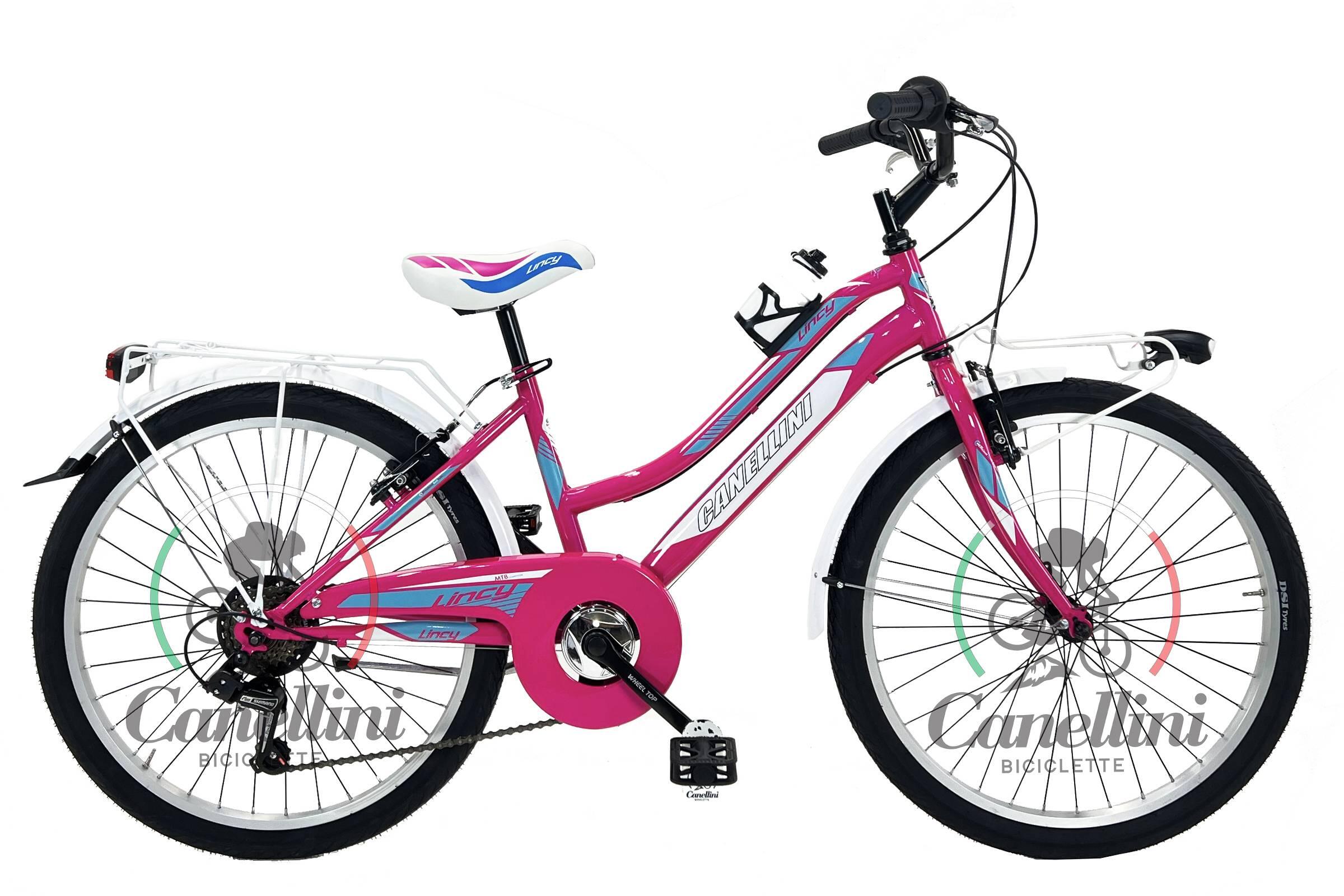CANELLINI Meisjesfiets MTB Canellini LINCY 24" - Fuchsia/Lichtblauw