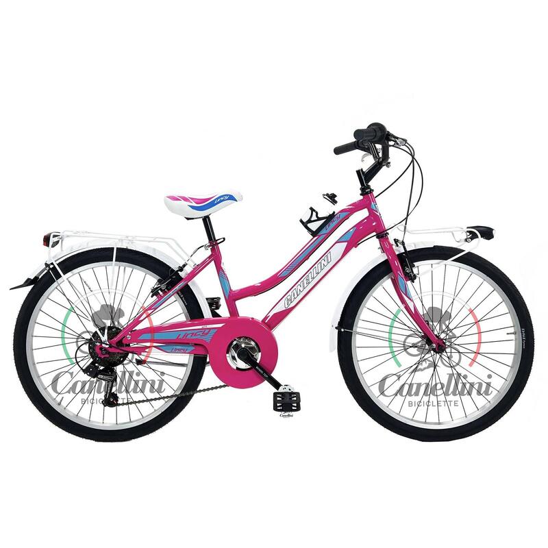 Bicicletta da bambina MTB Canellini LINCY 24" 6V - Fucsia/Azzurro