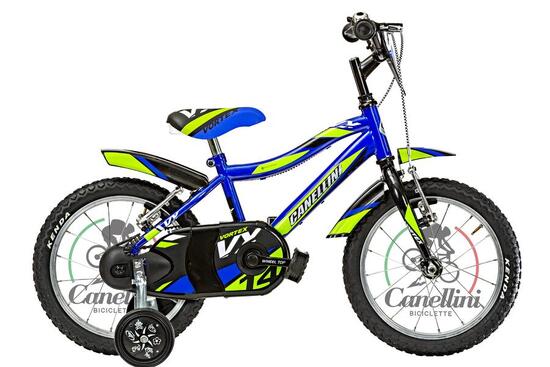 Vélo Enfant VTT Canellini VORTEX 14" - Bleu/Vert/Noir