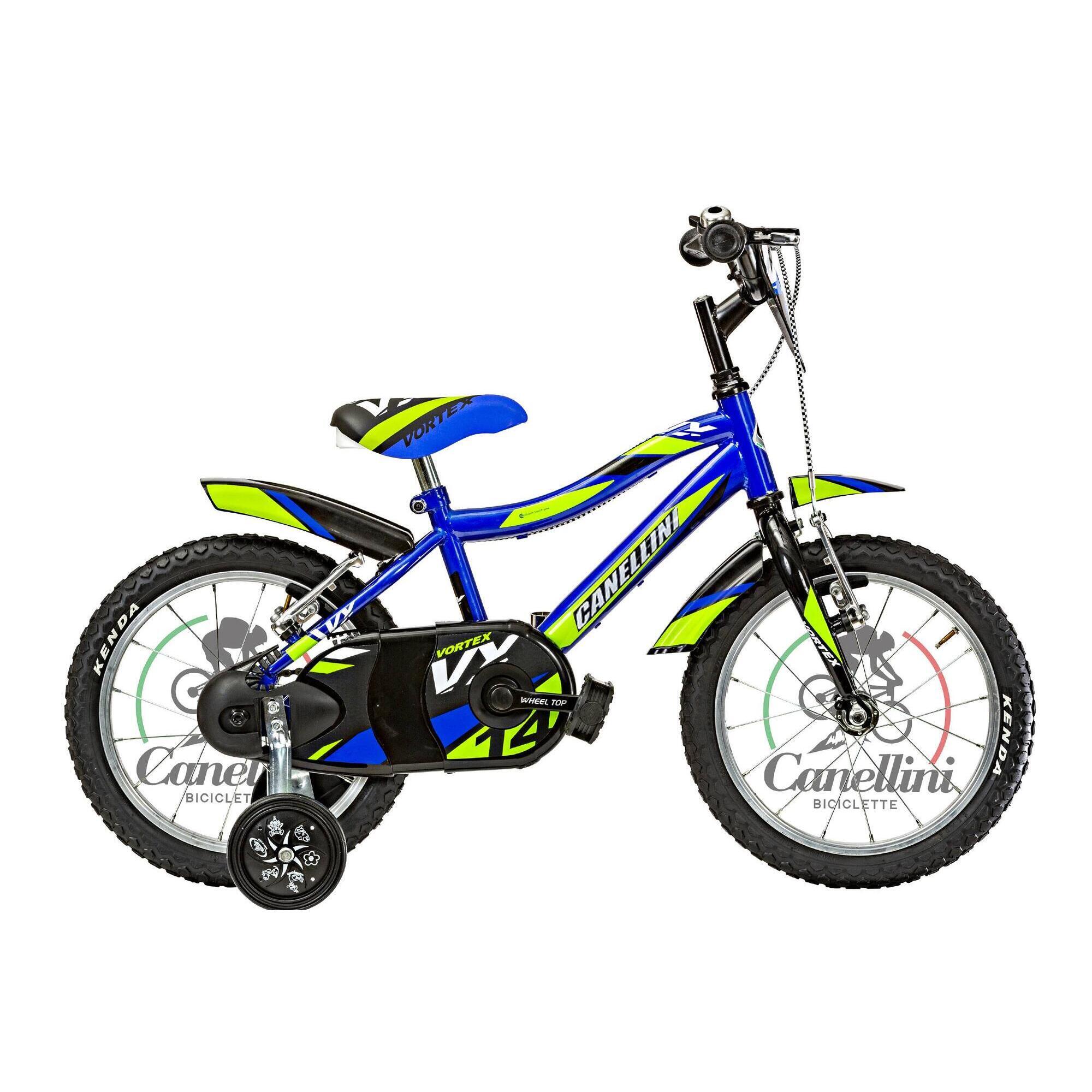 Bicicleta de criança BTT Canellini VORTEX 14" - Azul/Verde/Preto