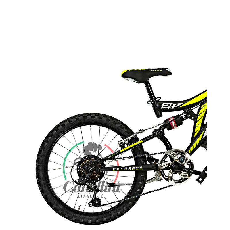 Bicicleta de criança BTT Canellini COLORADO 20" Suspensão Total - Preto/Amarelo
