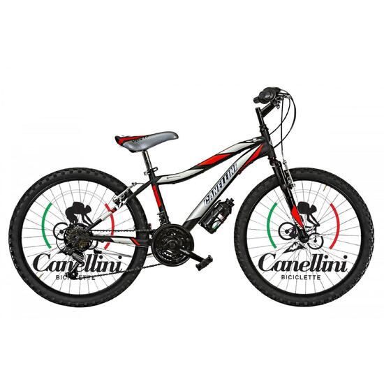 Rower Dziecięcy MTB Canellini VORTEX 24" - Czarny/Czerwony