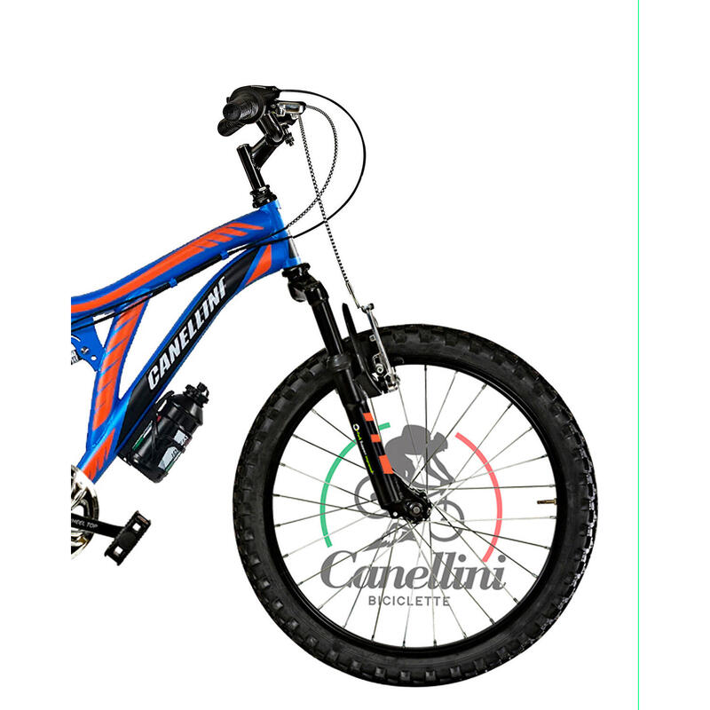 Bicicletta da bambino Canellini Full Suspension Colorado 20" 6V - Blu/Arancione