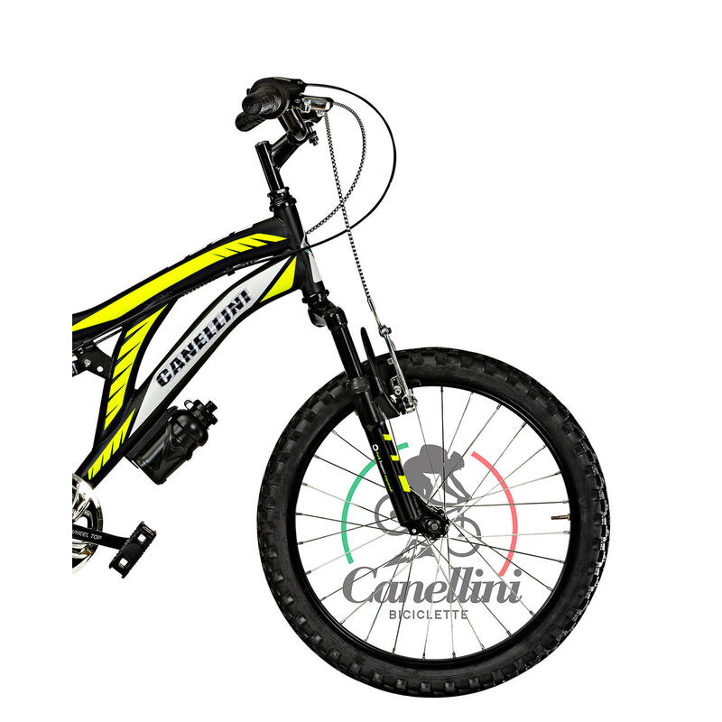 Bicicleta de criança BTT Canellini COLORADO 20" Suspensão Total - Preto/Amarelo