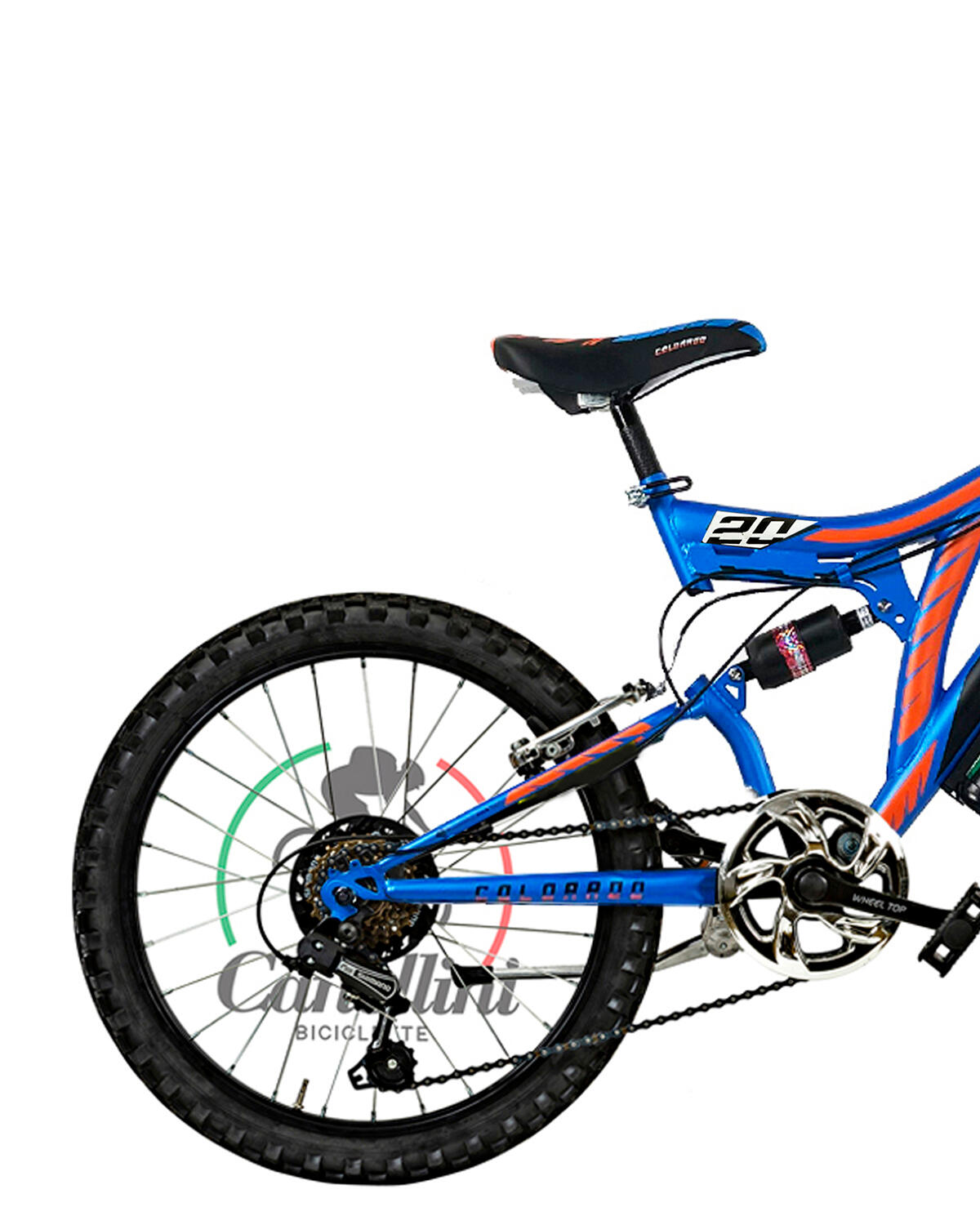 Bicicleta de criança BTT Canellini COLORADO 20" Suspensão Total - Azul/Laranja 3/3