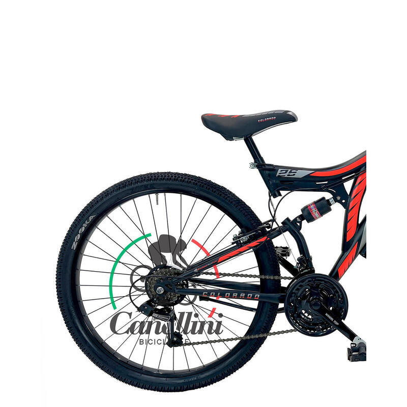 Kinderfiets MTB Canellini Volledige Suspensie Colorado 26" 18V - Zwart/Rood