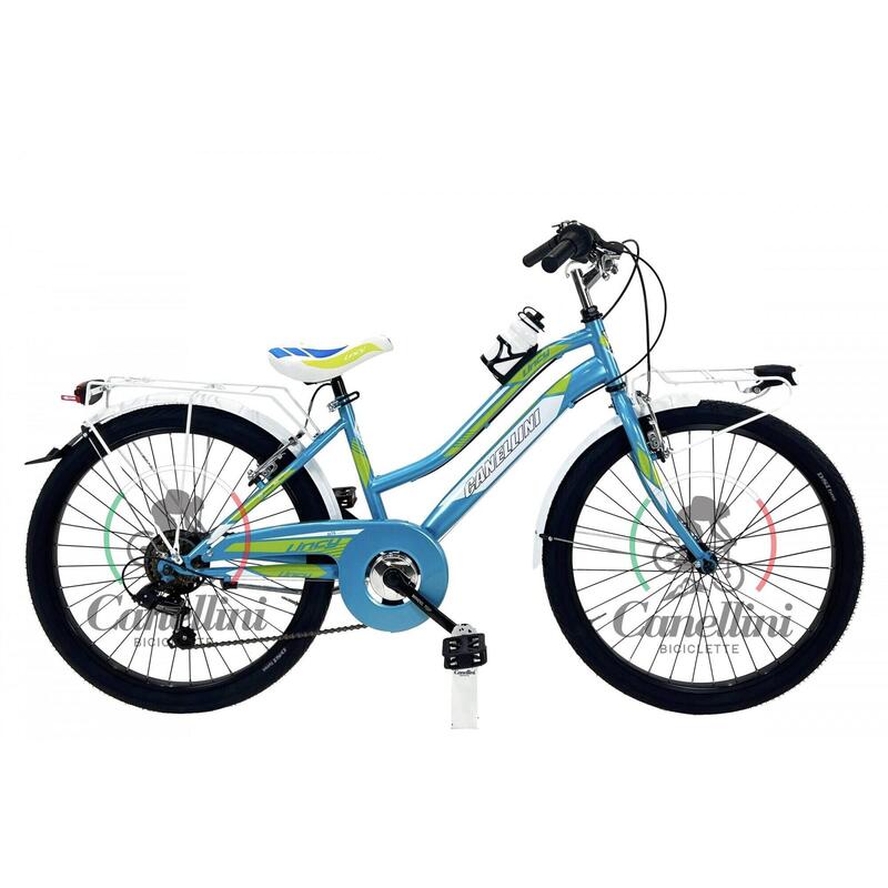 Bicicletta da bambina MTB Canellini LINCY 24" 6V - Azzurro/Verde