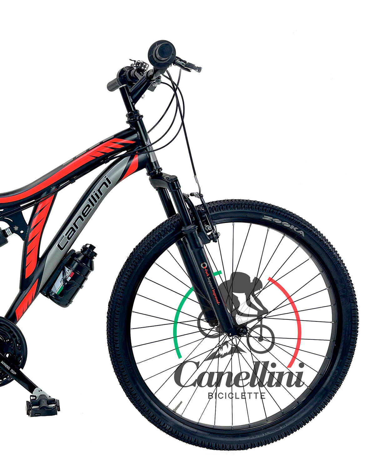 Bici da bambino MTB Canellini Colorado 26" Full Suspension - Nero/Rosso 2/3