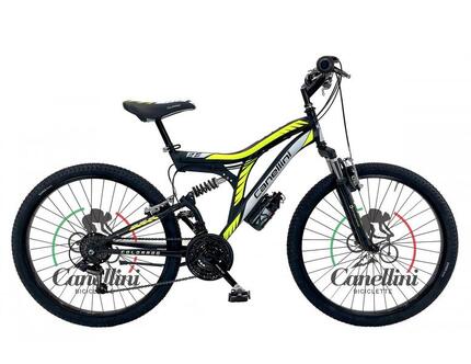 Vélo enfant Canellini COLORADO tout-suspendu noir/jaune 18 vitesses