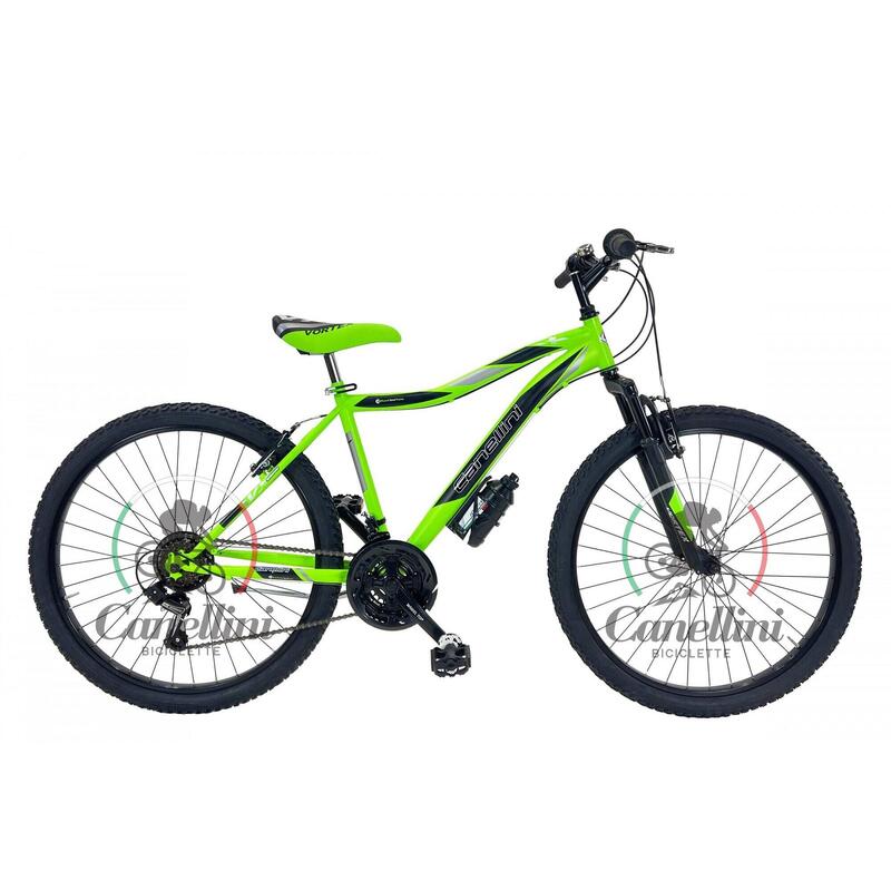 Vélo Enfant VTT Canellini VORTEX 26" 18V - Vert/Noir