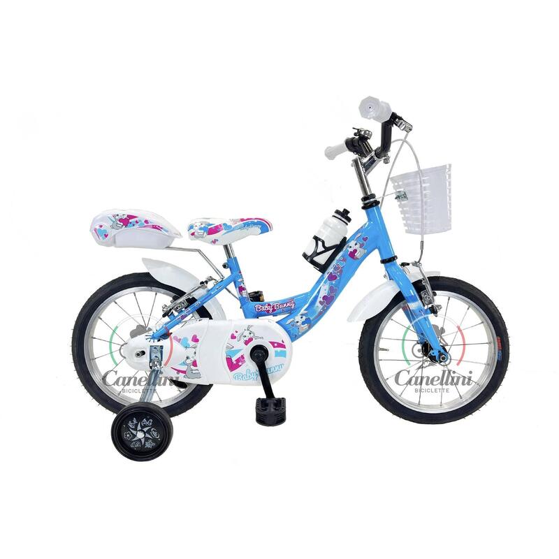 Vélo de fille Canellini VENERE 14" BABY BUNNY - Bleu clair