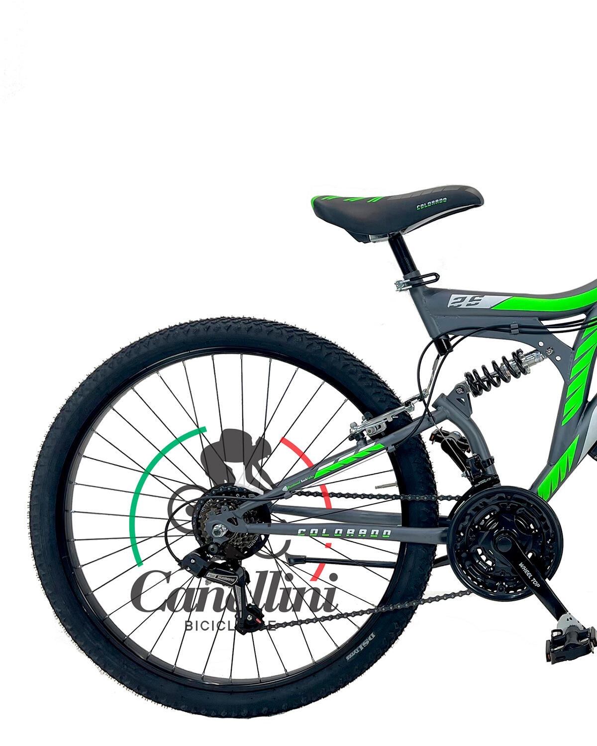 Bici da bambino MTB Canellini Colorado 26" Full Suspension - Titanio/Verde 3/3
