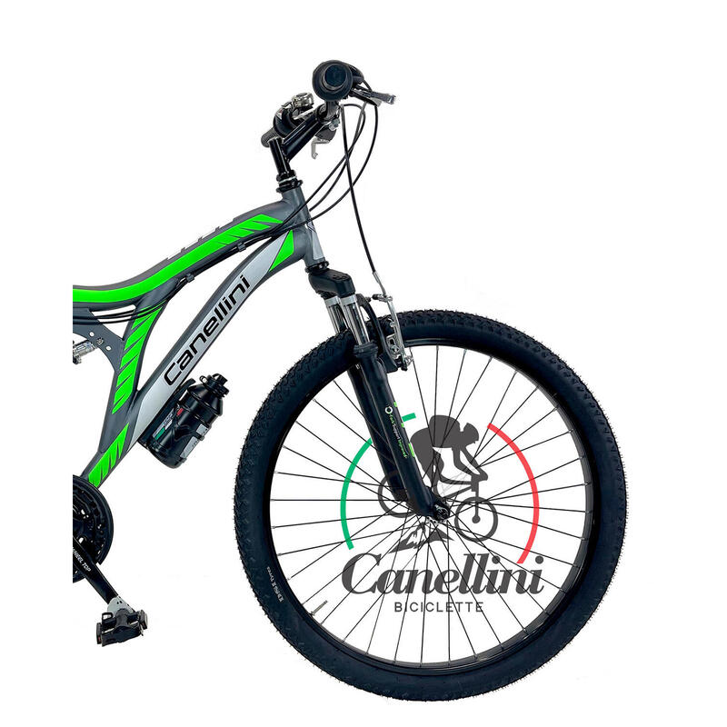 Vélo Enfant VTT Canellini Colorado 26" Full Suspension - Titane/Vert