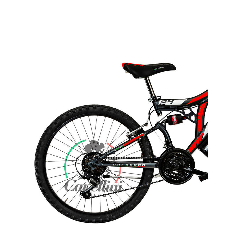 Kinderfiets MTB Canellini Volledige Suspensie Colorado 24" 18V - Zwart/Rood