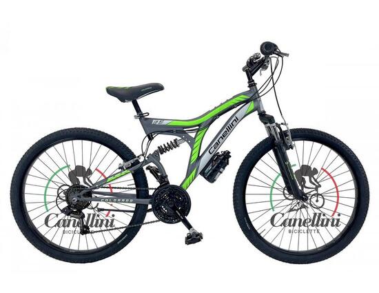 Vélo enfant VTT Canellini COLORADO 26" Titane/Vert tout suspendu