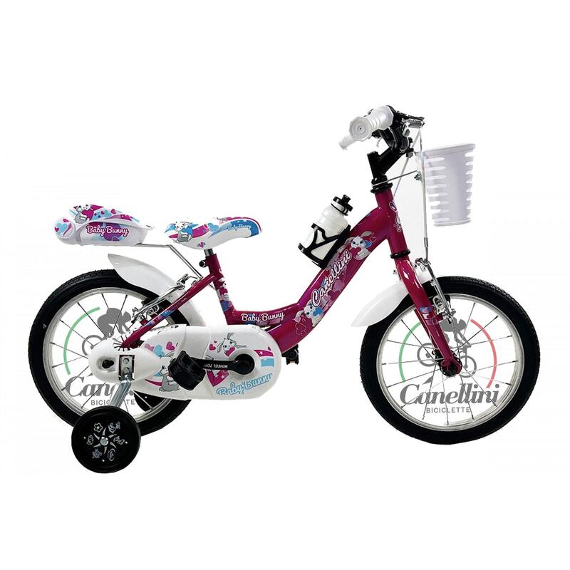 Bicicletă pentru fete Canellini VENERE 14" BABY BUNNY - Fucsia