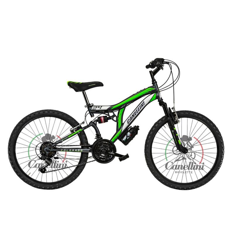 Bicicletta da bambino Canellini Full Suspension Colorado 24" 18V - Titanio/Verde