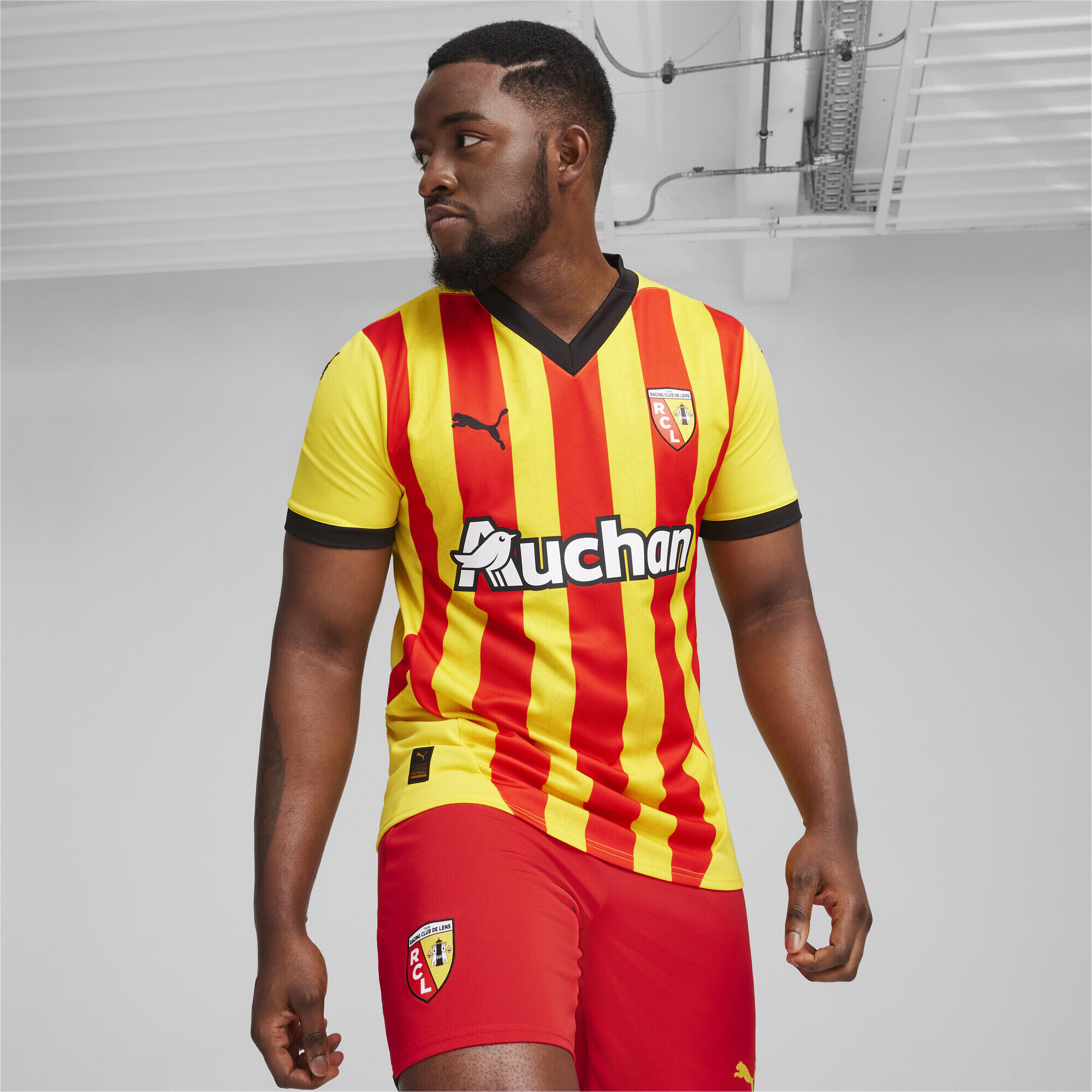 Maglia gara Home RC Lens 24/25 da uomo PUMA Pelé Yellow Red 2/7