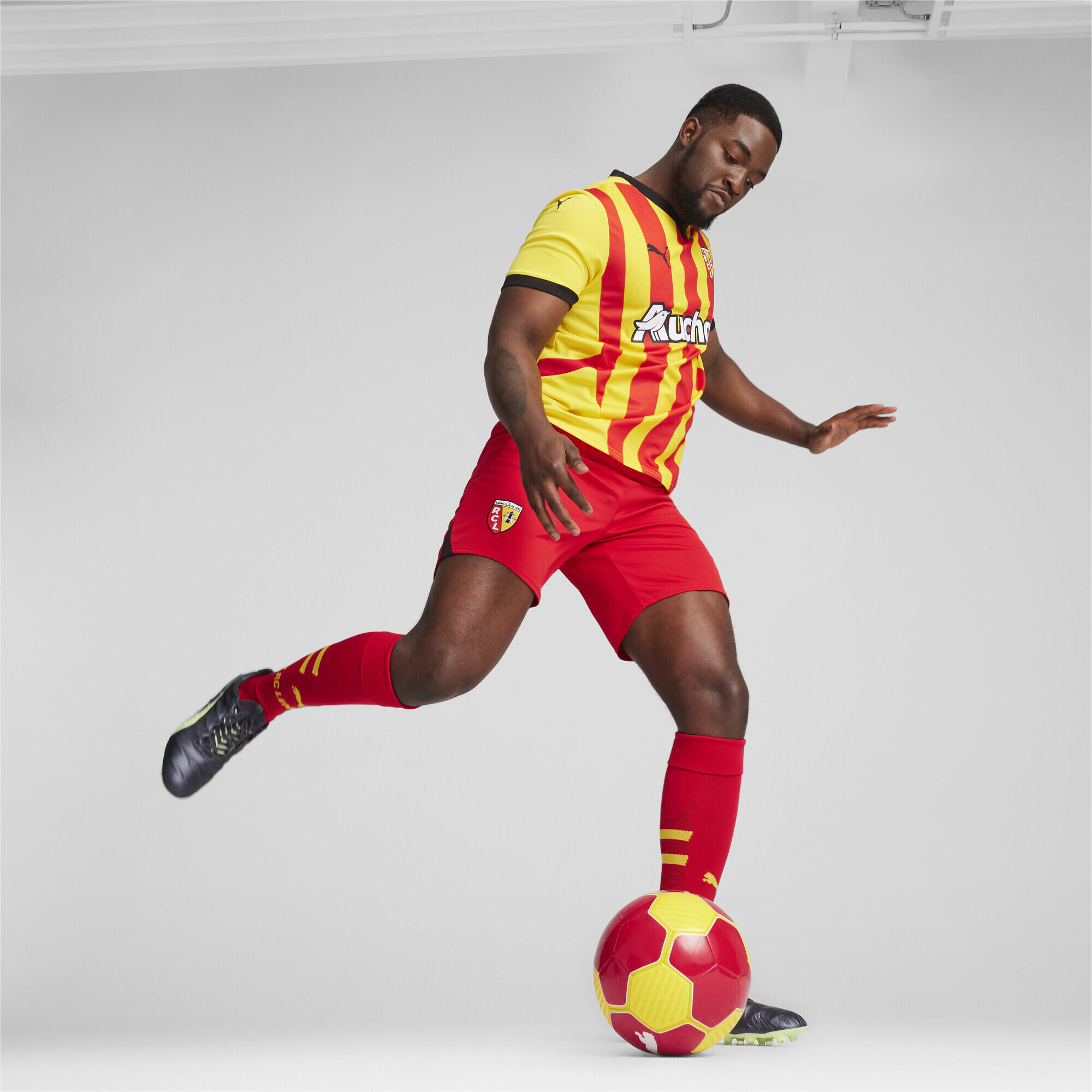 Maglia gara Home RC Lens 24/25 da uomo PUMA Pelé Yellow Red 4/7