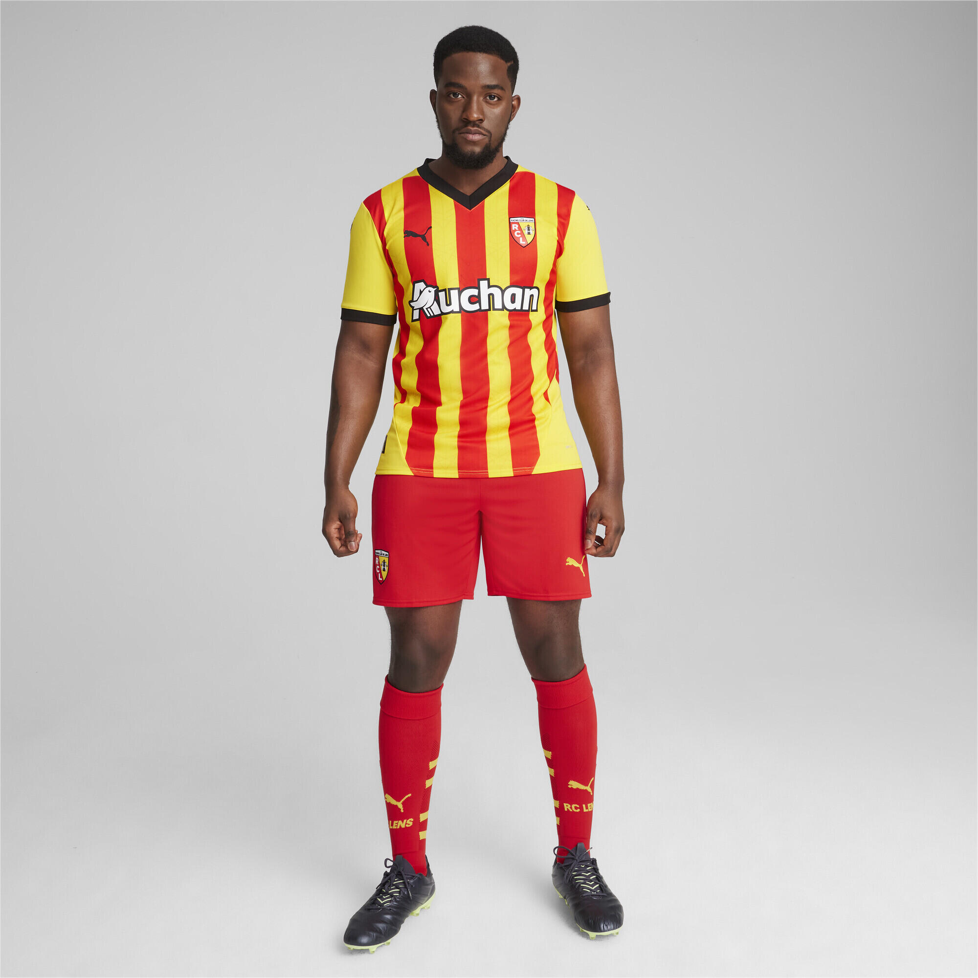 Maglia gara Home RC Lens 24/25 da uomo PUMA Pelé Yellow Red 6/7