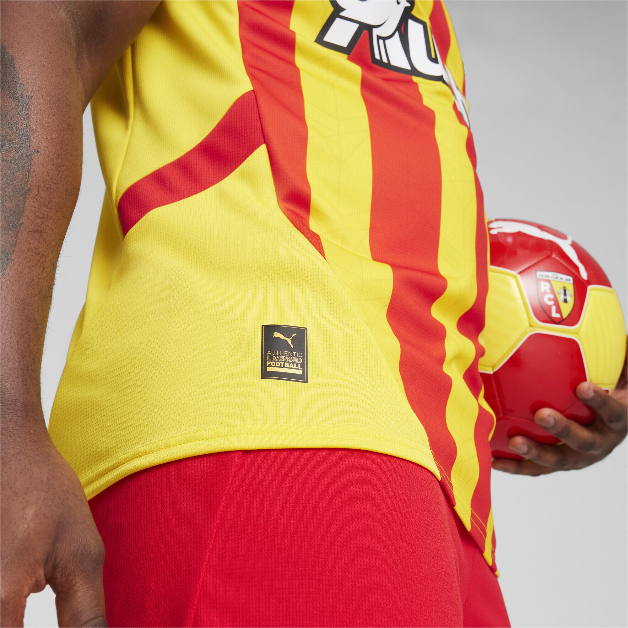 Maglia gara Home RC Lens 24/25 da uomo PUMA Pelé Yellow Red 3/7