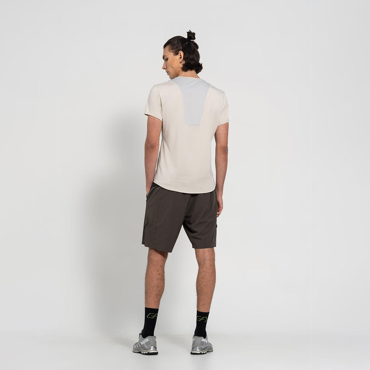 Men Zipper 9 Inch Leisure Running Shorts Sports Shorts OLIVE GREEN