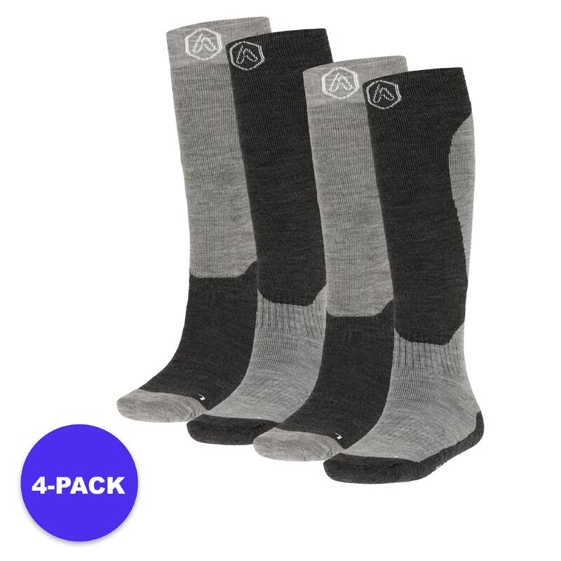 Apollo (Sports) | Chaussettes de ski unisexes | Gris | Taille 39/42 | 4-Pack